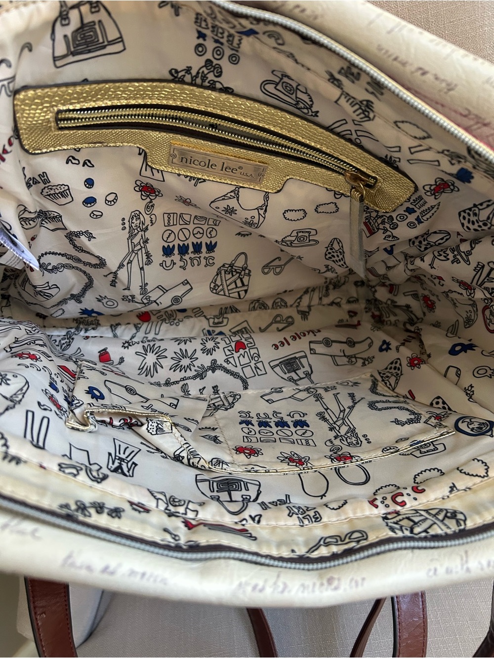Nicole Lee Multicolor Printed Satchel with Brown Handles - Picture 15 of 15